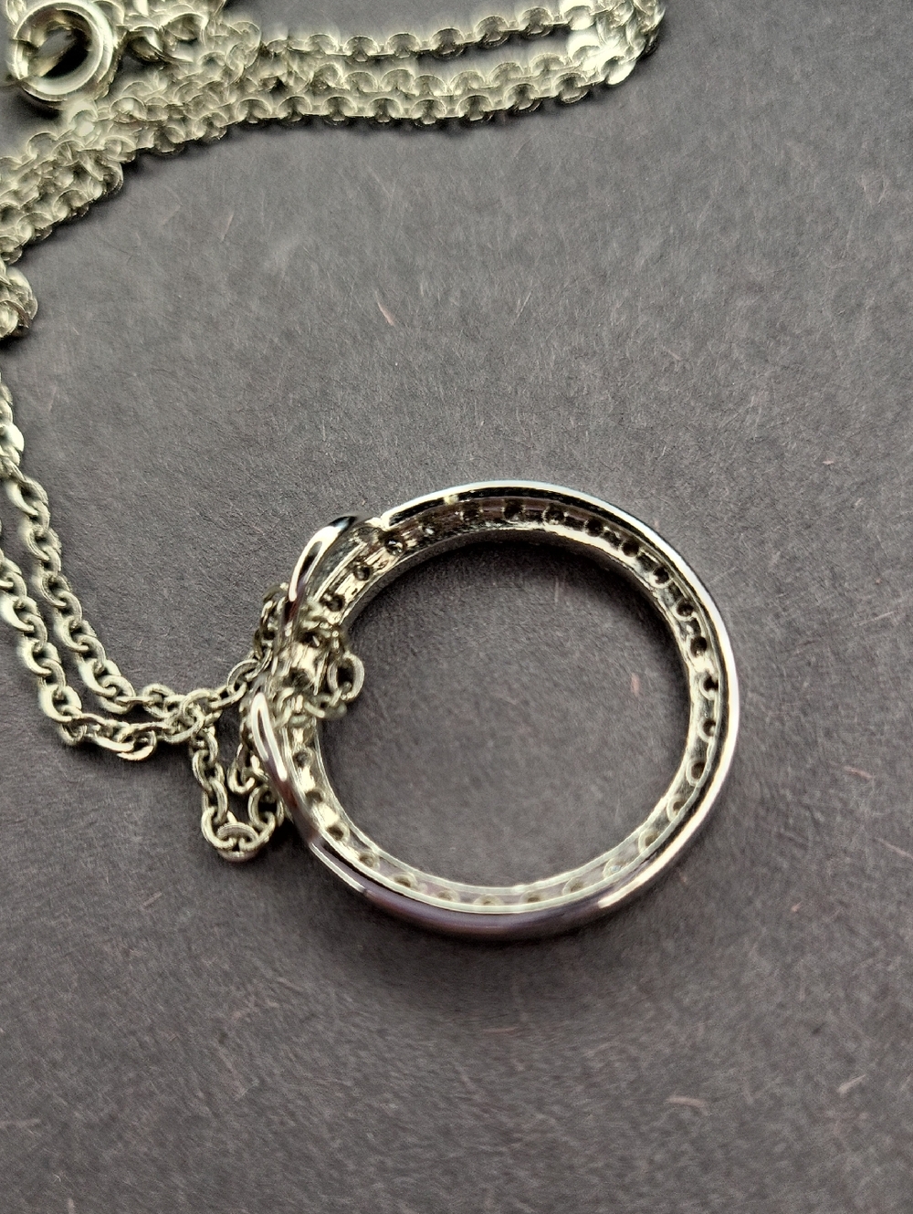 Silver Crystal Circle Pendant Necklace - Picture 3 of 3